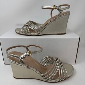 Cole Haan Jitney Knot Wedge Sandals Soft Gold Metallic Leather W30170 10.5B